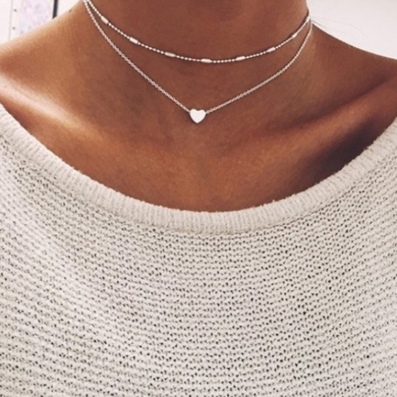 Jewelry - (Last1) Double Heart Layered Necklace/Choker Super